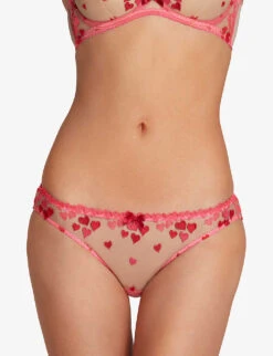 AGENT PROVOCATEUR Cupid Heart-print Woven Briefs 8 AGENT PROVOCATEUR Cupid Heart-print Woven Briefs -Reisi Clothing Shop R03907081 REDPINK ALT02