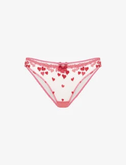 AGENT PROVOCATEUR Cupid Heart-print Woven Briefs