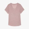 Zadig & Voltaire Atia Wings V-neck Linen T-shirt 1 Zadig & Voltaire Atia Wings V-neck Linen T-shirt -Reisi Clothing Shop R03909428 MAUVE M