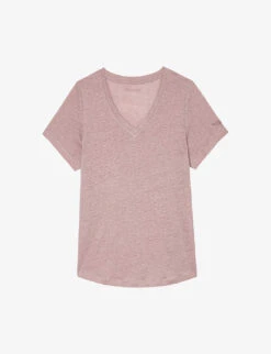 Zadig & Voltaire Atia Wings V-neck Linen T-shirt