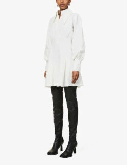 Oversized-collar Crepe Mini Dress 9 Oversized-collar Crepe Mini Dress -Reisi Clothing Shop R03913527 WHITE ALT02