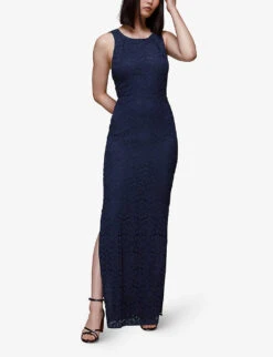 Whistles Tie-back Cotton-blend Maxi Dress -Reisi Clothing Shop R03919190 NAVY ALT01