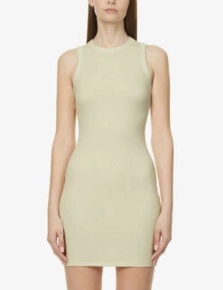 Slim-fit Ribbed Stretch-cotton Mini Dress -Reisi Clothing Shop R03920630 BONE ALT02