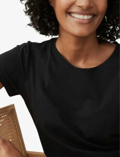 Everyday Regular-fit Stretch Organic-cotton T-shirt -Reisi Clothing Shop R03924149 BLACK ALT03