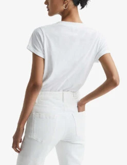 Reiss Luana V-neck Cotton-jersey T-shirt -Reisi Clothing Shop R03925919 WHITE ALT03