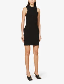 Victoria Beckham Fitted Sleeveless Stretch-woven Mini Dress -Reisi Clothing Shop R03927829 BLACK ALT02