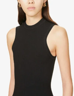 Victoria Beckham Fitted Sleeveless Stretch-woven Mini Dress -Reisi Clothing Shop R03927829 BLACK ALT04
