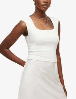 AllSaints Tamie Stretch-woven Vest Top 9 AllSaints Tamie Stretch-woven Vest Top -Reisi Clothing Shop R03929634 CHALKWHITE ALT02