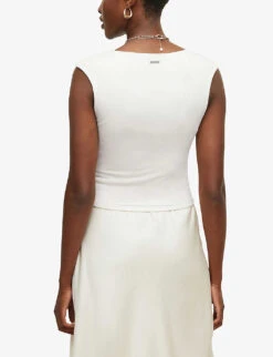 AllSaints Tamie Stretch-woven Vest Top 10 AllSaints Tamie Stretch-woven Vest Top -Reisi Clothing Shop R03929634 CHALKWHITE ALT03
