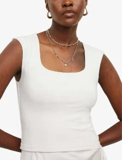 AllSaints Tamie Stretch-woven Vest Top 11 AllSaints Tamie Stretch-woven Vest Top -Reisi Clothing Shop R03929634 CHALKWHITE ALT04