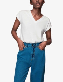 Whistles Willa Organic Cotton-jersey T-shirt -Reisi Clothing Shop R03929936 WHITE ALT02