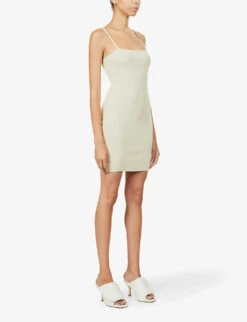 Moriah Ribbed Woven Mini Dress -Reisi Clothing Shop R03932093 BEIGE ALT02