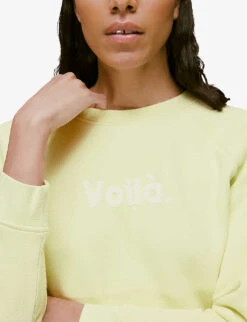Whistles Voila-embroidered Cotton Sweatshirt -Reisi Clothing Shop R03936184 LIME ALT04