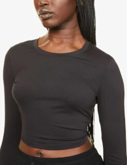 Alosoft Finesse Slim-fit Stretch-jersey Top -Reisi Clothing Shop R03938605 BLACK ALT04