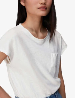 Whistles Ember Cotton-linen Blend T-shirt -Reisi Clothing Shop R03939569 WHITE ALT02