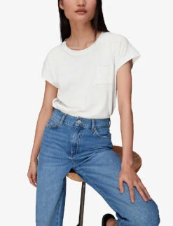 Whistles Ember Cotton-linen Blend T-shirt -Reisi Clothing Shop R03939569 WHITE ALT04