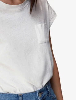 Whistles Ember Cotton-linen Blend T-shirt -Reisi Clothing Shop R03939569 WHITE ALT05