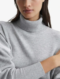 Reiss Nova Colour-block Knitted Wool-blend Jumper -Reisi Clothing Shop R03942171 CREAMGREY ALT04
