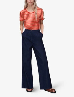 Whistles Rosa Striped Cotton-jersey T-shirt -Reisi Clothing Shop R03945995 MULTICOLOURED ALT01