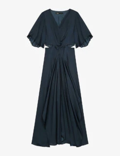 Maje Reniline Draped Cut-out Satin Maxi Dress