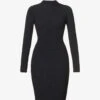 Clara High-neck Stretch-knit Mini Dress -Reisi Clothing Shop R03947856 BLACK M