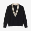 Sandro Bridget Embroidered Neck Wool-blend Sweatshirt -Reisi Clothing Shop R03947876 NOIRGRIS M