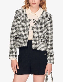 Sandro Cadaques High-rise Tweed Shorts -Reisi Clothing Shop R03947973 NOIRGRIS ALT02