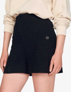 Sandro Cadaques High-rise Tweed Shorts -Reisi Clothing Shop R03947973 NOIRGRIS ALT04