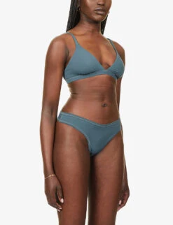 Cotton Jersey Triangle Stretch-woven Bra -Reisi Clothing Shop R03953826 KYANITE ALT02