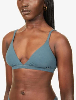 Cotton Jersey Triangle Stretch-woven Bra -Reisi Clothing Shop R03953826 KYANITE ALT04