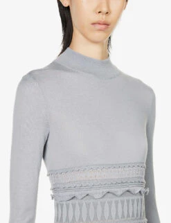 ALAIA Ruffled Tiered-hem Wool Midi Dress -Reisi Clothing Shop R03955776 GRISCLAIR ALT04