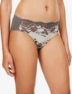 Wacoal Florilege High-rise Cotton-blend Briefs -Reisi Clothing Shop R03957028 INKYFLOWER ALT04