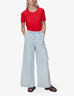 Whistles Rosa Round-neck Cotton T-shirt -Reisi Clothing Shop R03958303 RED ALT01