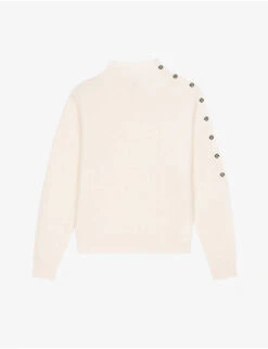 Maje Mandarine Funnel-neck Ribbed Cashmere Jumper