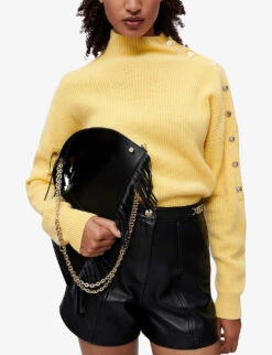 Maje Imori Mid-rise Leather Shorts -Reisi Clothing Shop R03958327 NOIRGRIS ALT02