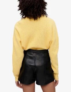 Maje Imori Mid-rise Leather Shorts -Reisi Clothing Shop R03958327 NOIRGRIS ALT03