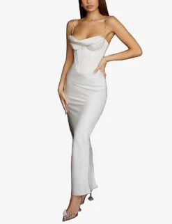 Charmaine Corset Satin Maxi Dress -Reisi Clothing Shop R03960049 IVORY ALT02