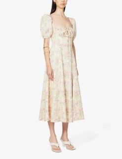 Tallulah Floral-print Cotton-blend Midi Dress -Reisi Clothing Shop R03964104 LEMONFLORAL ALT02