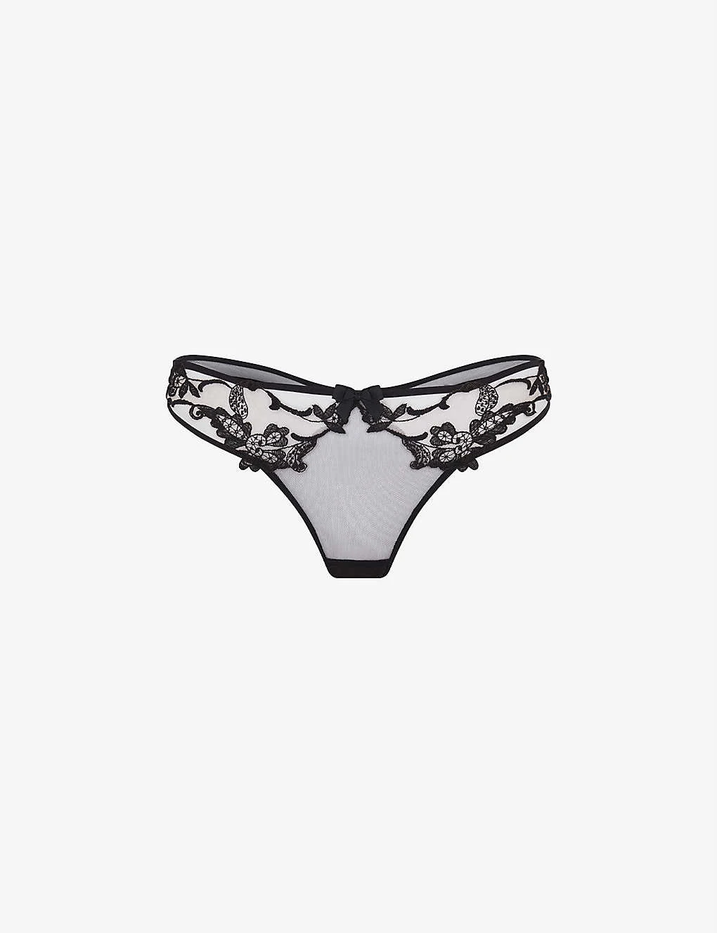 AGENT PROVOCATEUR Mirabelle Floral-embroidered Mid-rise Mesh Thong 3 AGENT PROVOCATEUR Mirabelle Floral-embroidered Mid-rise Mesh Thong