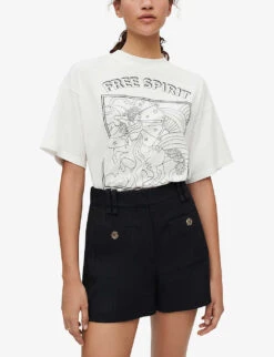 Maje Ilena Pinstripe High-rise Stretch-woven Shorts -Reisi Clothing Shop R03968990 NOIRGRIS ALT02