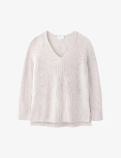 V-neck Long-sleeved Ribbed Wool And Alpaca-blend Jumper