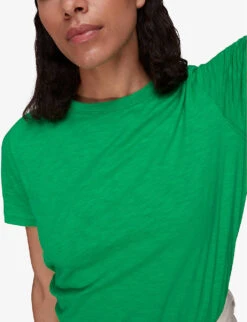Whistles Emily Ultimate Cotton-jersey T-shirt -Reisi Clothing Shop R03971413 GREEN ALT04