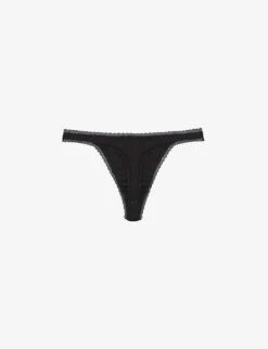 Pointelle Mid-rise Organic-cotton Thong -Reisi Clothing Shop R03973083 BLACK ALT01