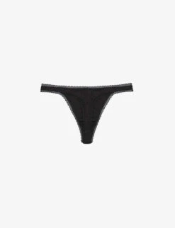 Pack Of Three Pointelle Mid-rise Organic-cotton Thongs -Reisi Clothing Shop R03973085 BLACK ALT02