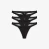 Pack Of Three Pointelle Mid-rise Organic-cotton Thongs -Reisi Clothing Shop R03973085 BLACK M