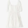 By Malina Alessia Puff-shoulder Cotton Mini Dress -Reisi Clothing Shop R03973282 WHITE M