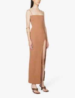 Jaida Square-neck Corseted Woven Maxi Dress -Reisi Clothing Shop R03980357 TOAST ALT02