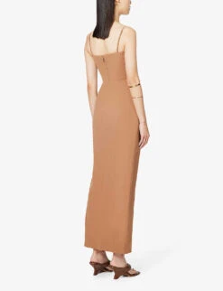 Jaida Square-neck Corseted Woven Maxi Dress -Reisi Clothing Shop R03980357 TOAST ALT03
