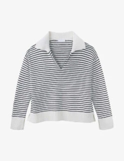 Oversized-collar Stripe Knitted Jumper
