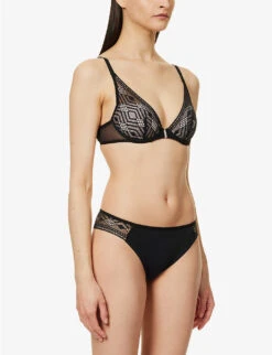 Passionata Ondine Sheer Stretch-lace Plunge Bra -Reisi Clothing Shop R03983034 011BLACK ALT02